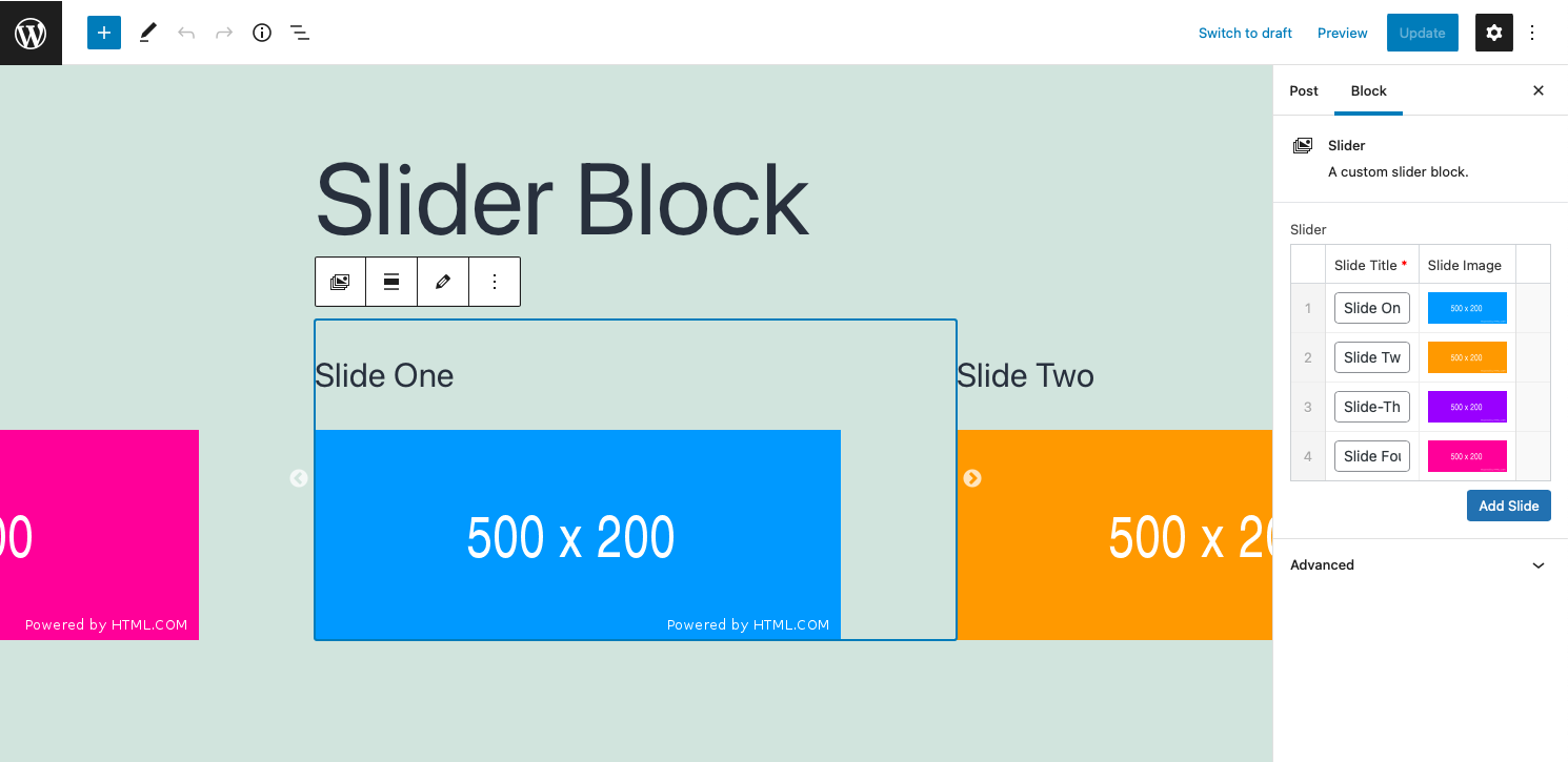 An image showing the slider block.